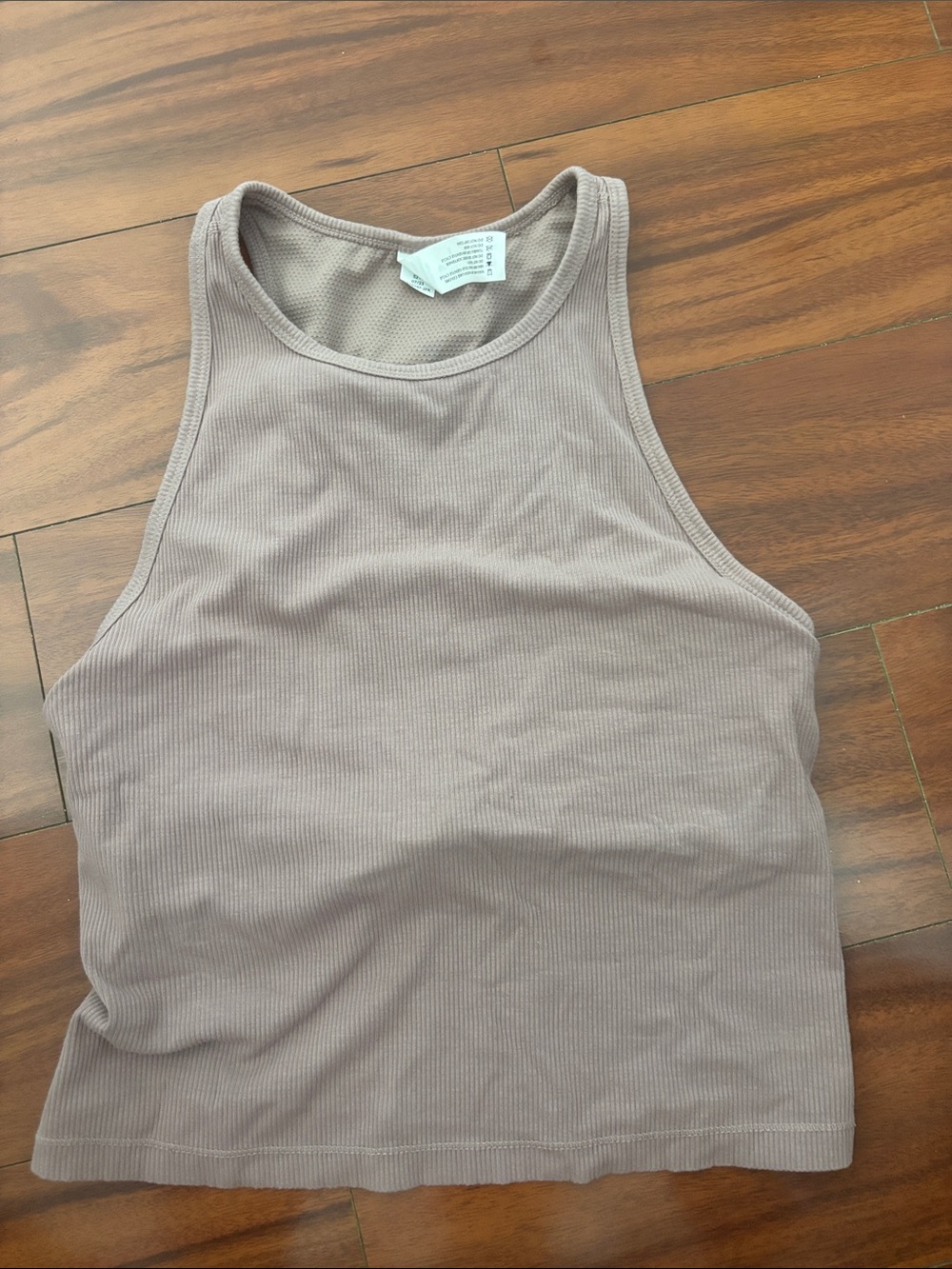 Yogalicious Ribbed High Neck Tank - Taupe